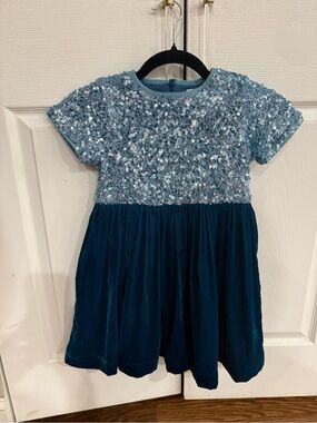 Mini Boden Blue Sequin & Velvet Holiday Party Dress ✨